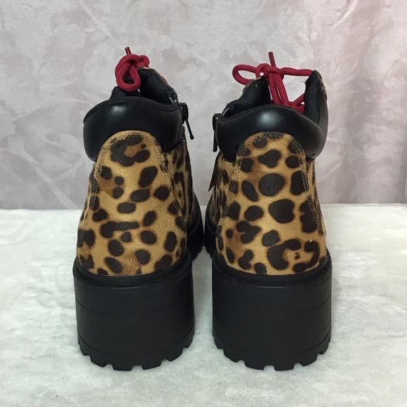 Skechers Leopard Print Lace-Up Boots with Red Accents - Picture 4 of 5